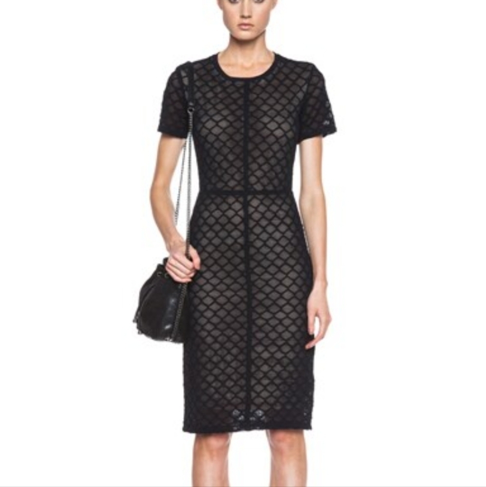 Raquel Allegra Knit Cocktail Bodycon Stretchy Lined Elegant Little Black Dress